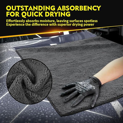 HOMEXCEL Car Drying Towels, 2 Pack Professional Microfiber Towels for Cars, Scratch-Free, Highly Absorbent Drying Towel for Cars, SUVs, RVs, Trucks, and Boats, 35 x 25 inch, Grey