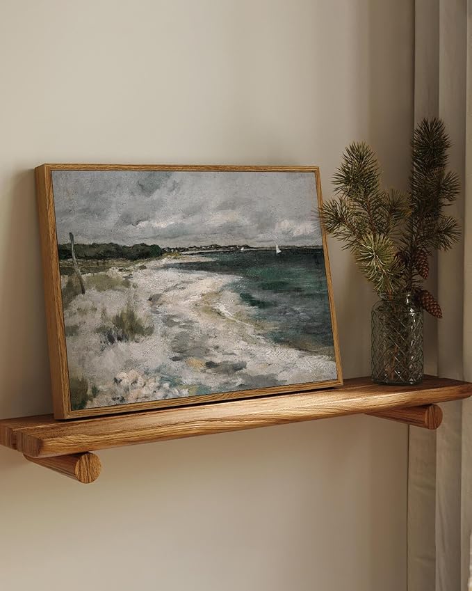 InSimSea Framed Canvas Wall Art Vintage Decor, Coastal Wall Art Living Room, Storm Clouds Pictures, Traditional Scenic Pictures for Bedroom Bathroom Farmhouse Office Decor, 12"x16"