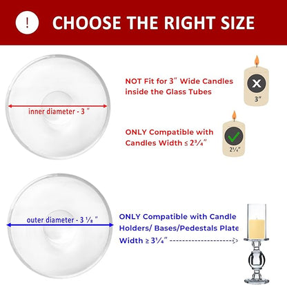 CYS EXCEL 6 PCS (H:6" D:3") Open Ended Glass Hurricane Candleholder Tube Shade | Multiple Size Choices Open Flame Candle Chimney Tube Cover | Bottomless Cylinder