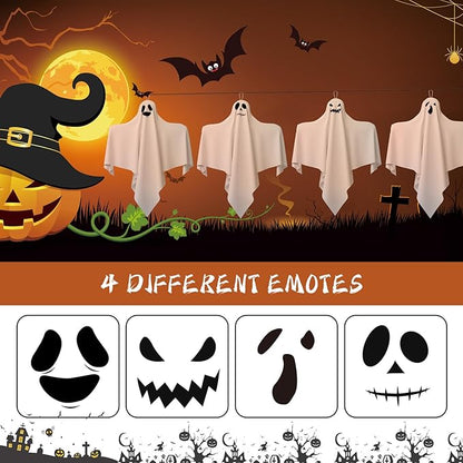 31 Inch Halloween Hanging Ghosts Decoration Outdoor, Indoor Cute Flying White Ghost Decor for Home Halloween Party, Porch, Yard, Garden, Spooky Stuff Props (4 PCS Ghost)