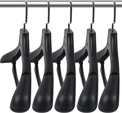 DEDU Suit Hangers for Men 30 Pack Width 17.7", Black Coat Hangers no Shoulder Bump Non Slip for Thick Sweaters, Plastic Extra Wide Shoulder with Pants Bar & Metal Hook