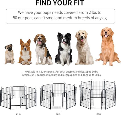 Dog Playpen,Portable Outdoor Dog Fence, Dog Playpen for Large/Medium/Small Dogs, Dog Fences for The Yard,with Doors Foldable Metal (24 inch, 40 Panels)