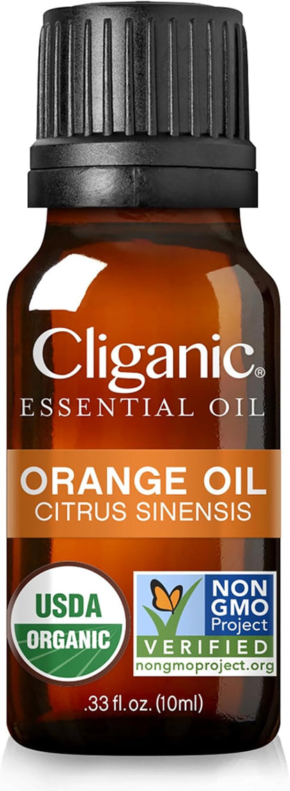 Cliganic Organic Sweet Orange Essential Oil, 10ml - 100% Pure Natural for Aromatherapy Diffuser | Non-GMO Verified (Packaging May Vary)