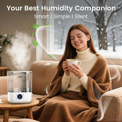 GTPLAYER Smart Humidifiers for Bedroom, 5L Top Fill Supersized Humidifier Essential Oil Diffuser for Baby & Plants, 3 adjustable Mist with 28dB Quiet, Touch/APP/7-color Nightlight, 36H Runtime, White
