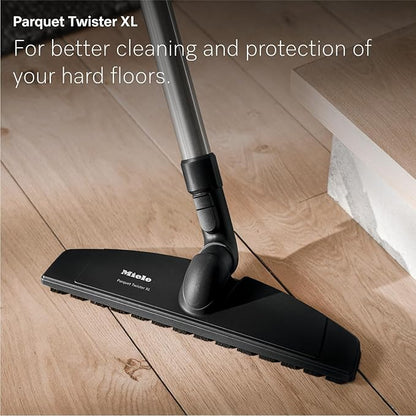 Miele New Guard M1 Parquet XL Bagged Canister Vacuum Cleaner with AirClean Plus Filter, AllTeQ Universal Floorhead, and Parquet Twister XL Floorbrush, LED Icon Display, in Brilliant White