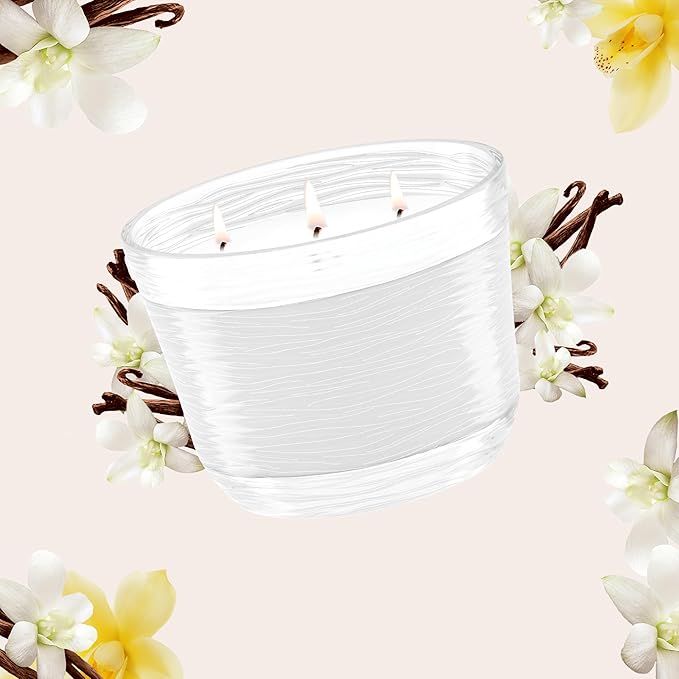 Glade Sheer Vanilla Embrace, Fragrance Candle Infused with Essential Oils, Air Freshener Candle, 3-Wick Candle, 6.8 Oz, 3 Count