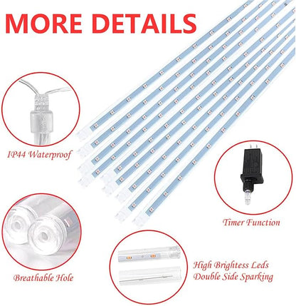 2 Pack Christmas Decorations Lights Outdoor, Extendable Meteor Shower Lights with Timer, Total 384LED 30cm 16 Tubes Indoor Outdoor Snow Cascading String Light for Xmas Party Yard Decor (Multi-Colored)