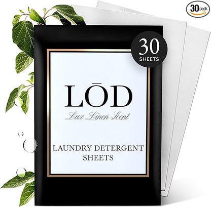 Laundry Sheets | Laundry Detergent Sheets For Washing Clothes | Home Essentials & Travel Essentials | Easy To Use | Plant-Based | Lux Linen Scent | 30 Pieces