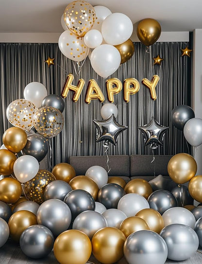 Metallic Silver Balloons 100 Pack, 12 Inch Chrome Latex Helium Garland for Elegant Birthday Wedding Baby Shower Arch Party Decorations