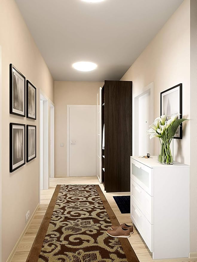 Custom Cut Hallway Runner Rug, Slip Resistant, 31 Inch Wide X Your Choice of Length, Lily Brown, 31 Inch X 28 feet