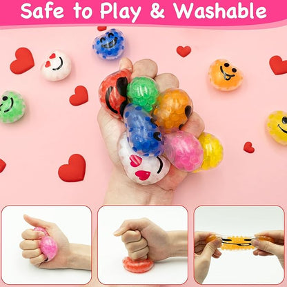 28 Pack Valentines Day Gifts for Kids ,Squishy Stress Balls Toys with Valentine Cards Classroom Prizes Exchange Gifts Prizes Valentine Party Favors Valentines Day Gifts for Kids Boy Girl
