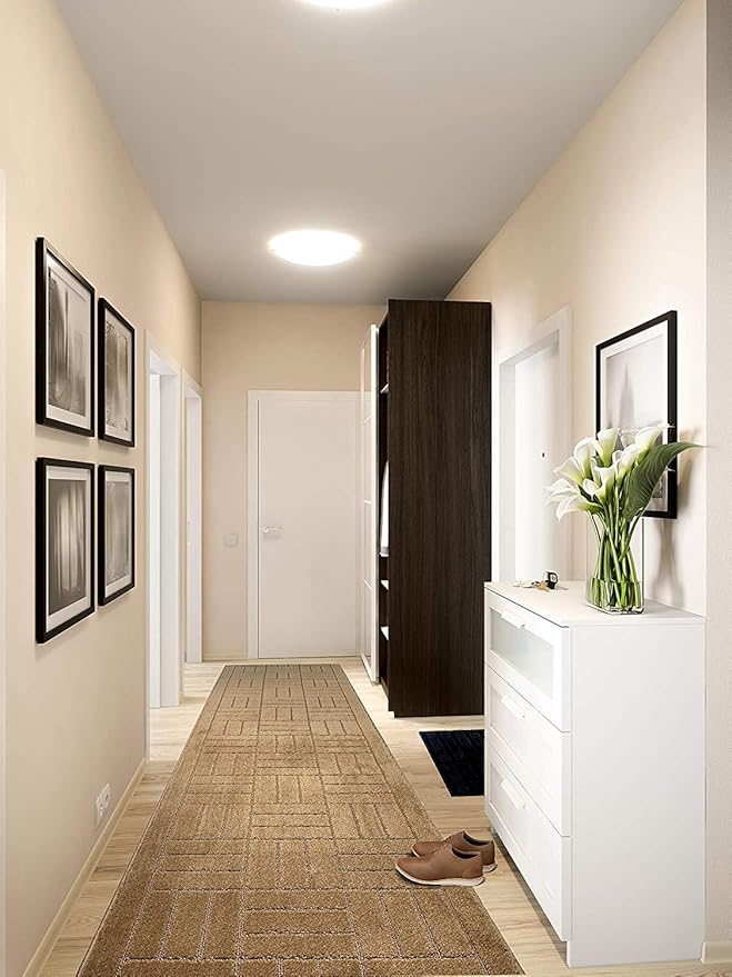 12 ft Long Non-Slip Brownish Beige Hallway Kitchen Runner Rug, 2'2" X 12' Washable Carpet Runner Rugs-Rubber Backed, Custom Size Floor Mat for Stairs Bedroom Bathroom Entryway