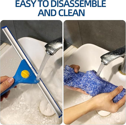 Professional Window Cleaning kit, 2-in-1 Window Squeegee with 78" Extension Poles, Suitable for Indoor & Outdoor Windows, High Glass, High Windows, Multi-Purpose Car Windshield Cleaning