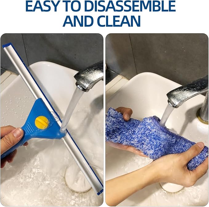 Professional Window Cleaning Kit, 2-in-1 Window Squeegee with 122" Extension Poles, Suitable for Indoor & Outdoor Windows, High Glass, High Windows, Multi-Purpose Car Windshield Cleaning