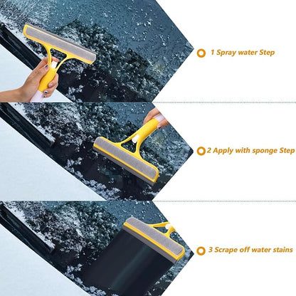 3 in 1 Glass Scraper Window Squeegee Cleaner All Purpose Spray Window Cleaners Squeegee Easy to Clean Without Streaks Glass Cleaner Tool for Tile Shower Wall Sink Mirror Bathroom Car Windows Cleaning