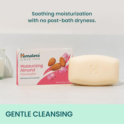 Himalaya Moisturizing Almond Cleansing Bar, Face and Body Soap for Soft Skin, 4.41 oz, 12 Pack