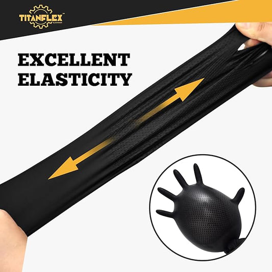 TitanFlex Heavy Duty Black Nitrile Gloves, Raised Diamond Texture, Latex Free, Powder Free Disposable Gloves (8Mil/6Mil)
