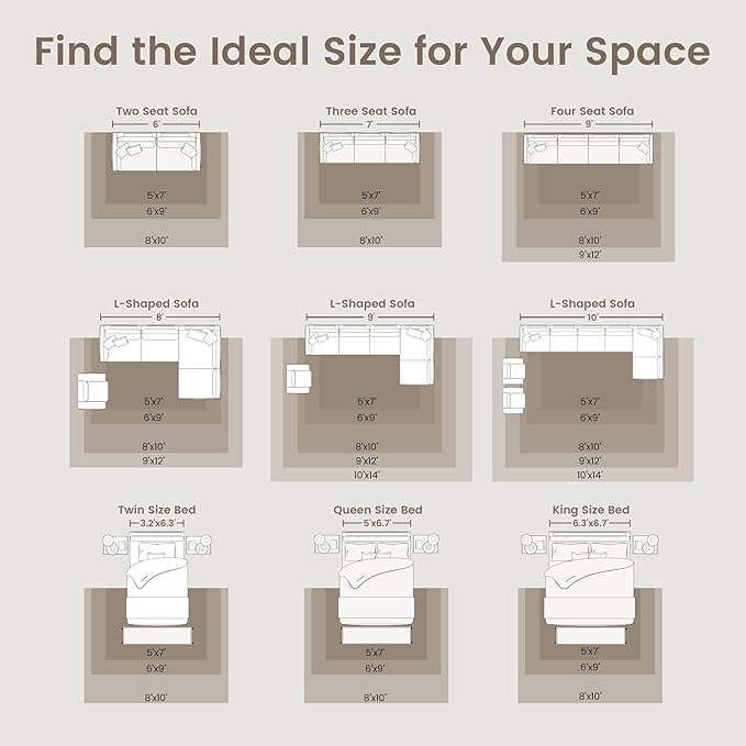 zesthome 12x15 Area Rugs, Large Washable Rug, Ultra-Thin Stain Resistant Rugs for Living Room, Bedroom, Non-Slip Backing Home Decor Area Rug (Beige,12'x15')