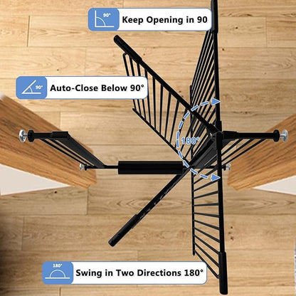 72.2"-76.7" Extra Wide Baby Gate, 40.5" Tall Dog Gate Indoor,Walk Through Pet Gates for Doorways Kitchen No Drilling Auto Close Pressure Mounted Safety Child Toddler Gate, Black