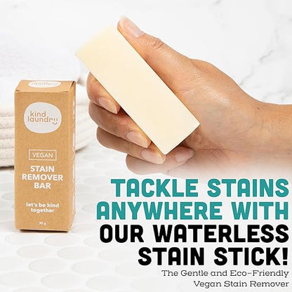 Kind Laundry - Vegan Stain Remover Bar, Travel Natural Stain Remover for Clothes, Gluten-and-Cruelty-Free Laundry Stain Remover, Unscented Baby Stain Remover for Laundry, 90 grams