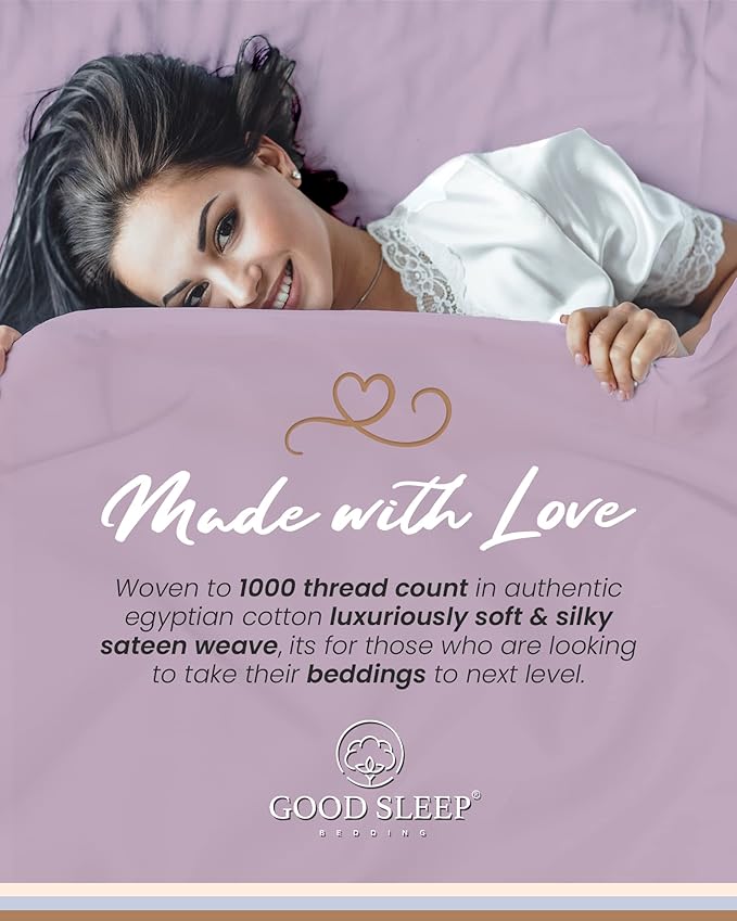 4 Pc Lavender Full Size Bed Sheets Set, 1000 TC Egyptian Cotton Sheets Full Size, Soft Comfy Double Bed Sheets Bed Set, 16" Deep Pocket Full Sheet Set - 1 Fitted Sheet, 1 Flat Sheet & 2 Pillow Case