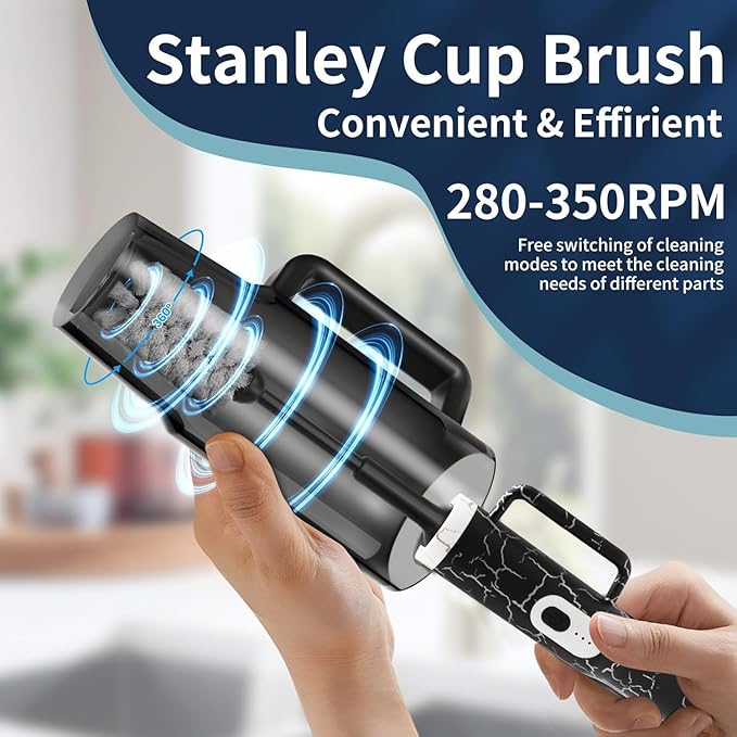 2-in-1 Long Handle Electric Bottle Brush Cleaner and Straw Cleaning Brush with Removable Brush Head, Multi-Function Rechargeable,for Stanley Cups, Baby Bottles, Pacifiers, Coffee Cups, Sports Bottles