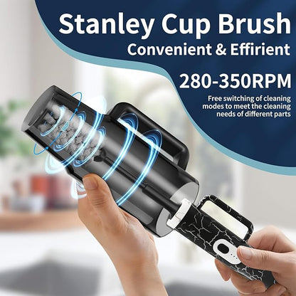 2-in-1 Long Handle Electric Bottle Brush Cleaner and Straw Cleaning Brush with Removable Brush Head, Multi-Function Rechargeable,for Stanley Cups, Baby Bottles, Pacifiers, Coffee Cups, Sports Bottles