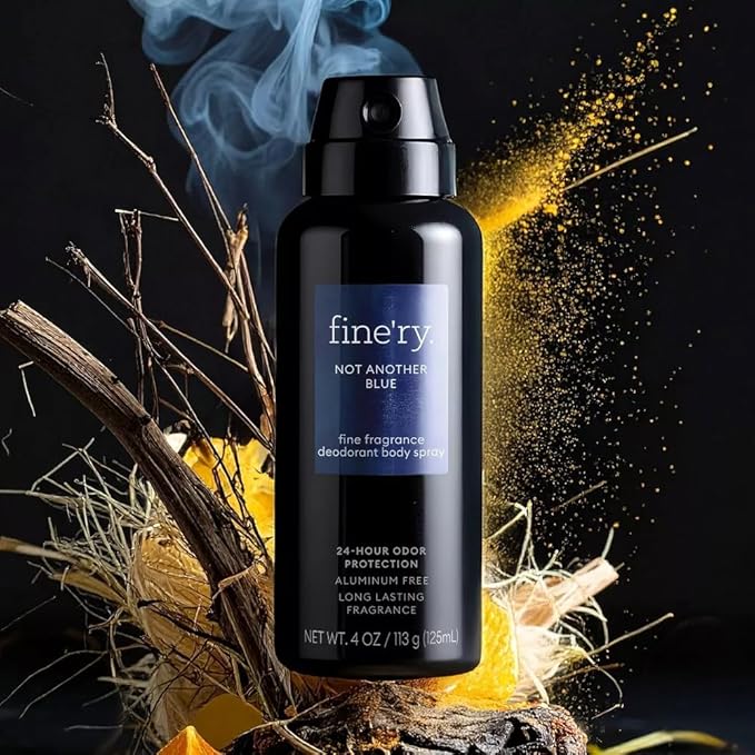 Finery Not Another Blue MEN'S DEODORANT SPRAY | Fine Fragrance - Deodorant Body Spray | 24 HOURS ODOR PROTECTION | 4oz
