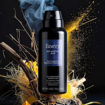Finery Not Another Blue MEN'S DEODORANT SPRAY | Fine Fragrance - Deodorant Body Spray | 24 HOURS ODOR PROTECTION | 4oz