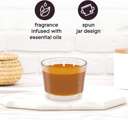 Glade Cashmere Woods, Fragrance Candle Infused with Essential Oils, Air Freshener, 3-Wick Candle, 6.8 Oz, 3 Count