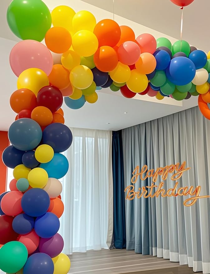 10 Colors Rainbow Party Balloons 100 Pack, 12 Inch Vibrant Latex Helium Round Balloons Garland for Birthdays Weddings Baby Showers Arch Decorations