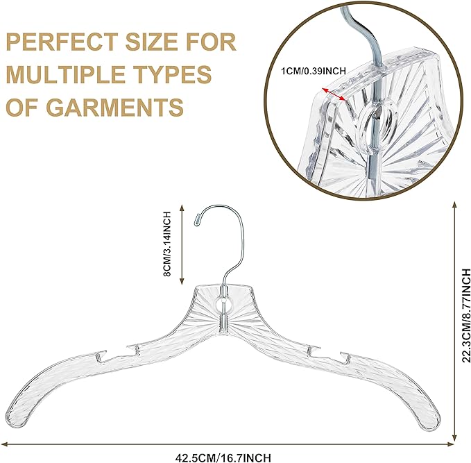Clear Cut Plastic Hangers 100 Pack for Shirts Coats and Dresses