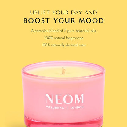 NEOM Great Day Scented Candle, Travel Size I Hand Finished I 100% Naturally derived Wax I Wild Mint and Mandarin I Designed to Help Uplift Your Day and Boost Your Mood.