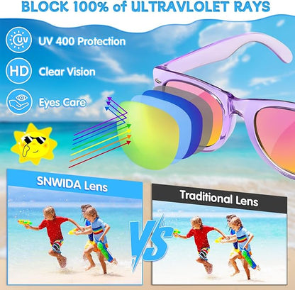 Kids Sunglasses Bulk Party Favors - Boys and Girls Valentines Day Gifts UV 400 Protection Neon Sunglasses for Age 3-8, Kids Birthday Classroom Goodie Bags End of the Year Gifts For Students - 16 Pack