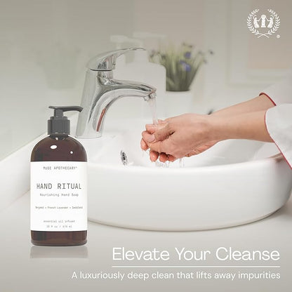 Muse Apothecary Hand Ritual - Aromatic and Nourishing Hand Soap, Infused with Aromatherapy Essential Oils - USDA Certified Biobased - 16 oz, Bergamot + French Lavender + Sandalwood, 3 Pack