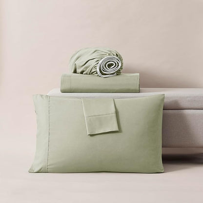 Nestl King Sheet Set - Luxury 1800 Ultra-Soft Microfiber King Bed Sheets - Double Brushed - Deep Pockets - Easy Fit - 4 Piece Set - Bedding Sheets & Pillowcases (King, Light Green)