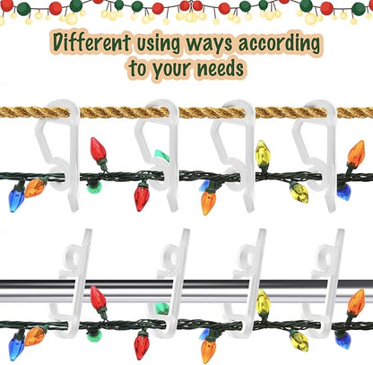 Geegoods Christmas Light Clip,Plastic Gutter Hooks Outdoor,Weatherproof Holiday Hanging Clips,Mini Light Hooks for Outside String Lights Christmas Decoration(120 pcs)