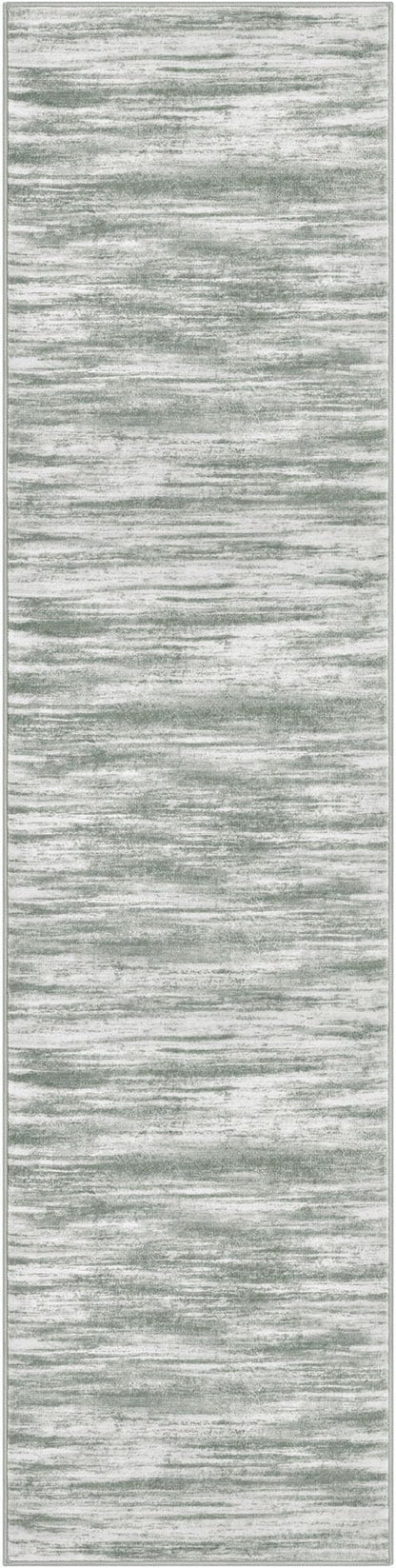 KOZYFLY Modern Abstract Hallway Runner Rug, 2x8 Kitchen Rugs Non-Slip Washable Soft Striped Runner Rugs, Print Grey Green Carpet Runner for Entryway Bathroom Laundry Room Foyer