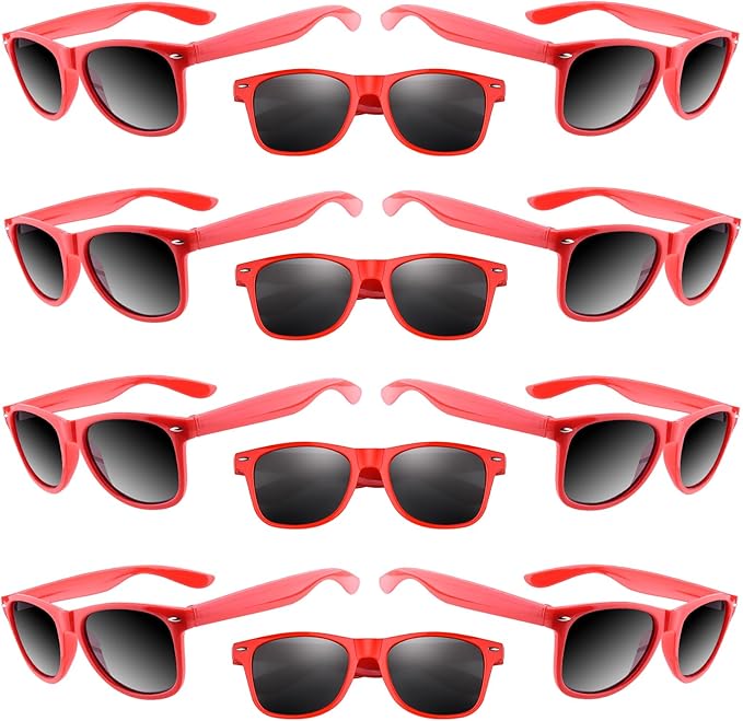 ASTARON 24 Pack Blue and Red Party Sunglasses Bulk Neon Party Favors for Beach Wedding Party Pool Party Supplies