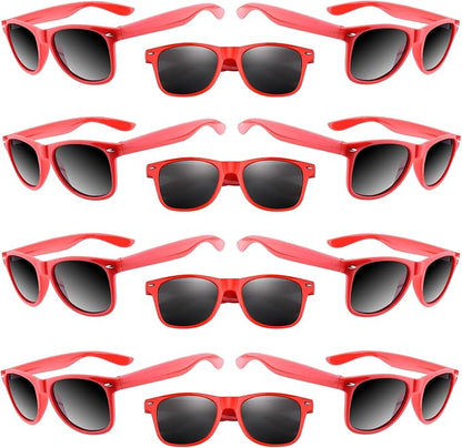 ASTARON 24 Pack Blue and Red Party Sunglasses Bulk Neon Party Favors for Beach Wedding Party Pool Party Supplies