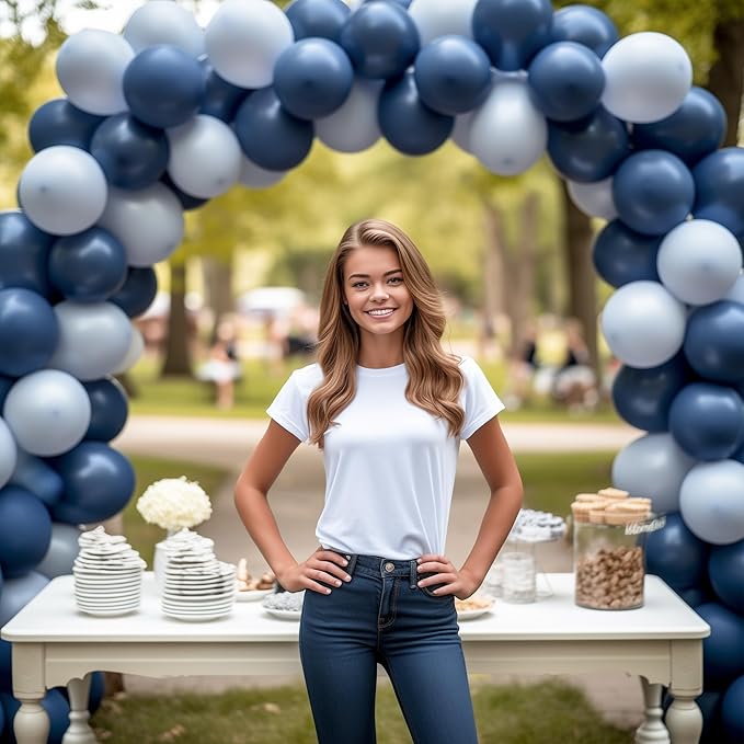 130PCS Navy Blue Balloons, Latex Balloons Different Sizes 18/12/10/5 Inch, Helium Balloons with Ribbon, Party Balloon Set for Birthday Wedding Graduation Anniversary Baby Shower Decoration