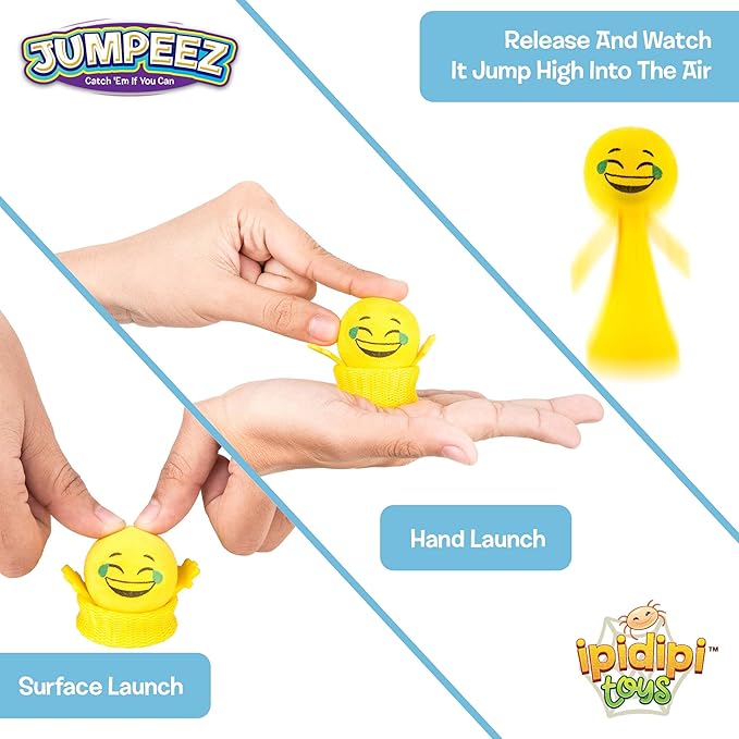 IPIDIPI TOYS Jumpeez Rocket Poppers – 24-Pack Spring Launcher Toys for Kids – Ideal Stocking Stuffers for Kids, Birthday Party Favors, Goodie Bag School Prizes for Boys & Girls