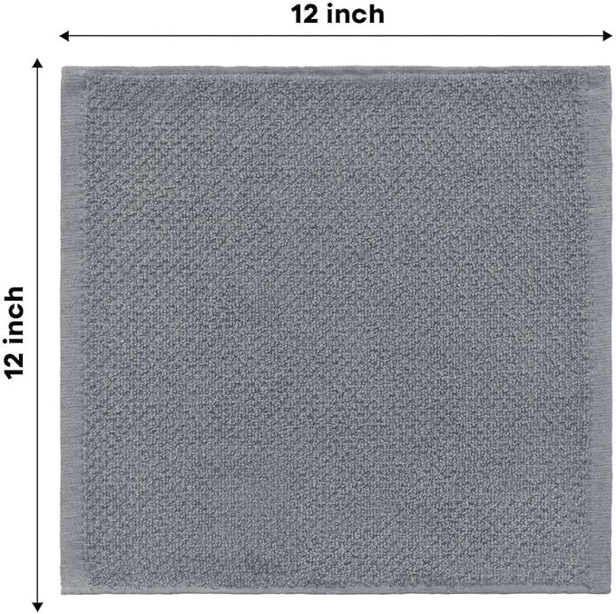 Artoid Mode Ring Spun Cotton Grey Dishcloth Kitchen Towels, 12x12 Inch Ultra Soft Absorbent Quick Drying Household Cleaning Kitchen Rags Set of 4