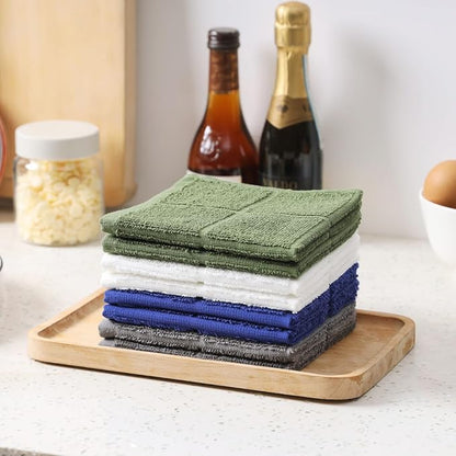 Glynniss Dishcloths Kitchen Highly Absorbent Dish Rags 100% Cotton Dish Cloths for Washing Dishes (Garden Green)
