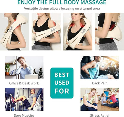 Nekteck Neck and Back Massager for Pain Relief Deep Tissue, Shiatsu Shoulder Massage Tool, Plug-in Use Only (Renew)