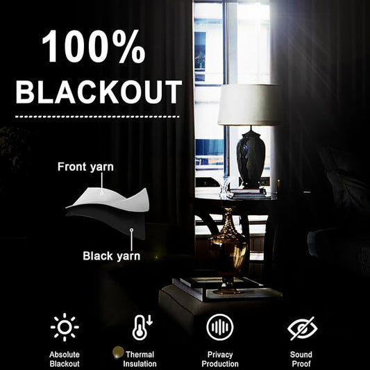 XWZO 100% Blackout Curtain Panels - Thermal Insulated Black Liner Curtains, Noise Reducing and Heat Blocking Drapes for Hall and Studio Windows with Tiebacks, Biscotti Beige, W52 x L63, Set of 2