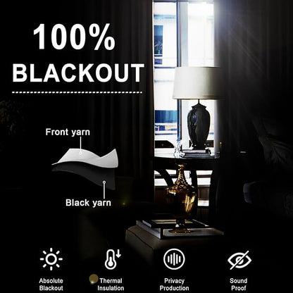 XWZO 100% Blackout Curtains 54 Inches Long with Tiebacks- Thermal Insulated & Energy Efficiency Window Draperies Grommet Top with Black Liner for Bedroom/Living Room, Brown, W42 x L54, Set of 2