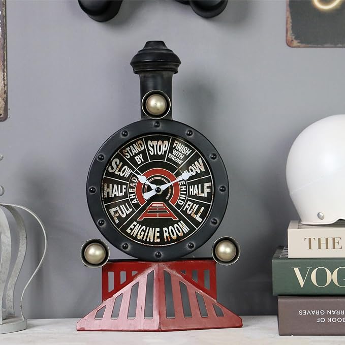 Vintage Wall Clock Train Gifts for Men Metal Steam Engine Steampunk Wall Decor Industrial Decor Man Cave Wall Decor