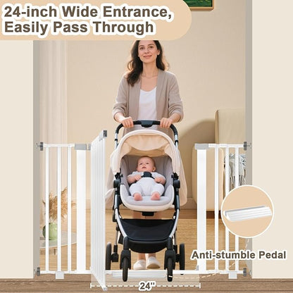 Extra Wide Baby Gate Fits 30-63 Inch Wide Opening, Toddler Pet Gate for Stairs Doorways Hallways Indoor, Walk Thru Large Long Dog Gates Pressure Mounted Black