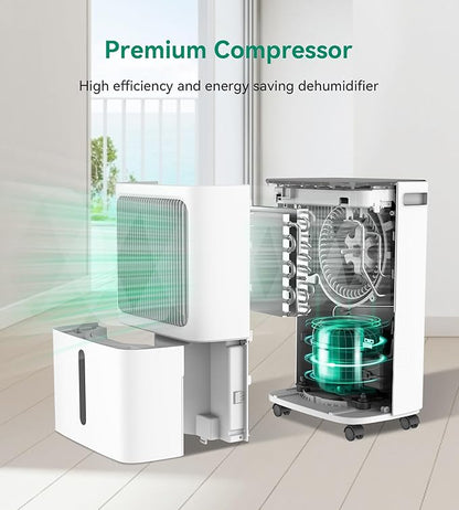 2500 Sq.Ft Dehumidifier for Basement with Drain Hose Max 34 Pints, Dehumidifiers for Home,Bathroom,Large Room, Bedroom, Three Modes, Intelligent Humidity Control, Dry Clothes, 24HR Timer